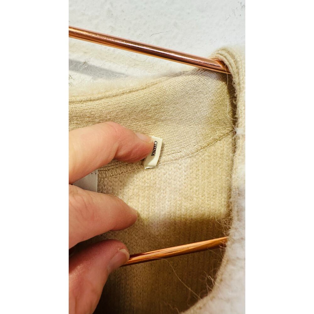 SANDRO OFF-WHITE Knit Alpaca Wool Blend Creamy Button Knot Cardigan size 0 - Picture 11 of 16